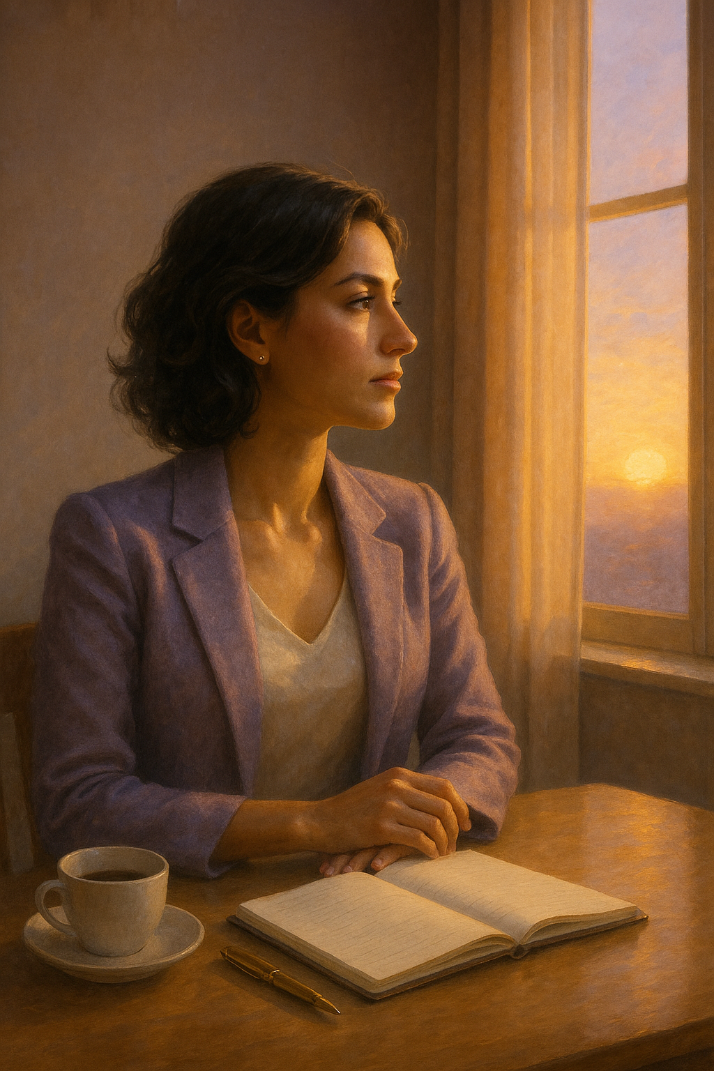 Imagem editorial da série — rotina, caderno e luz da manhã