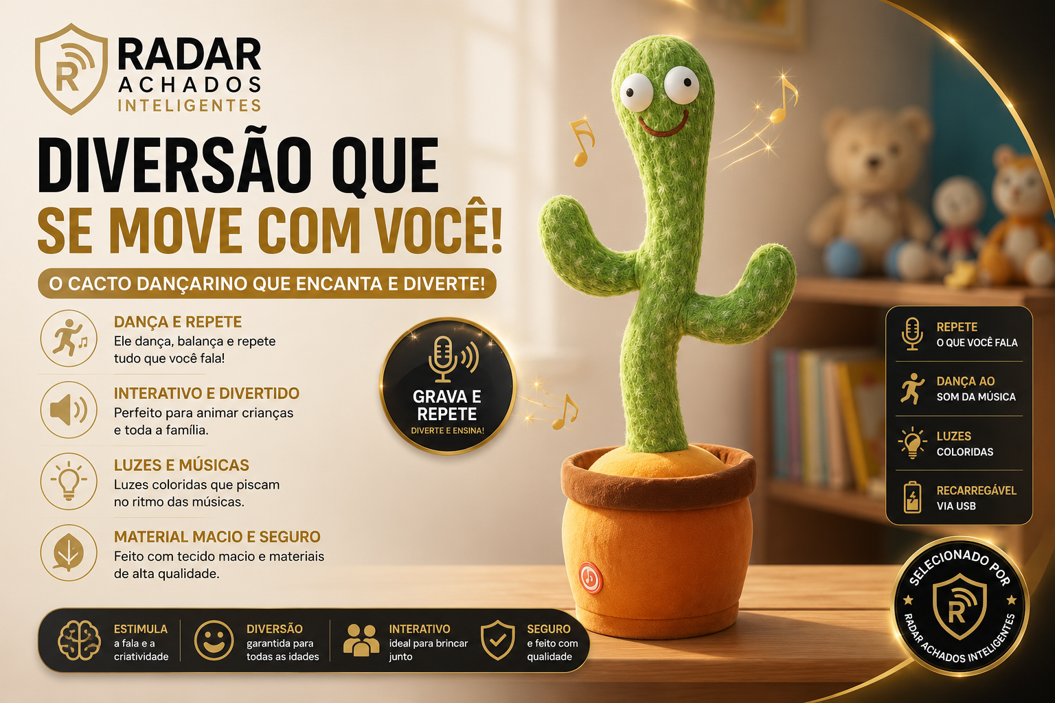 Cacto Dançarino Original - Diversão Garantida