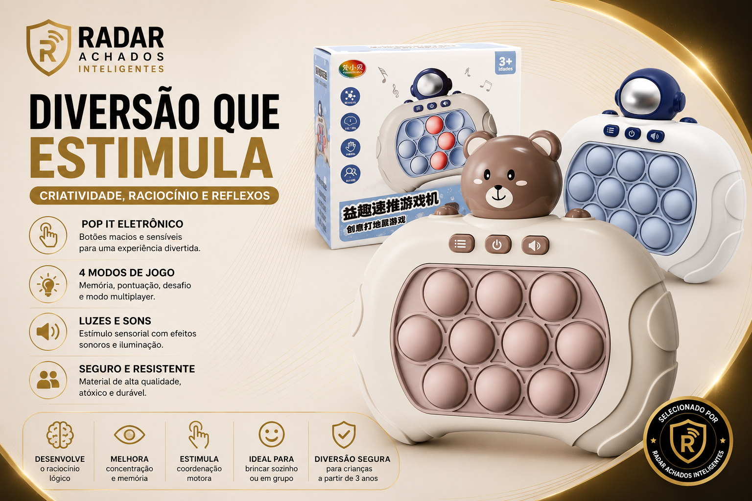 Pop It Eletrônico com Botões Iluminados em Ação