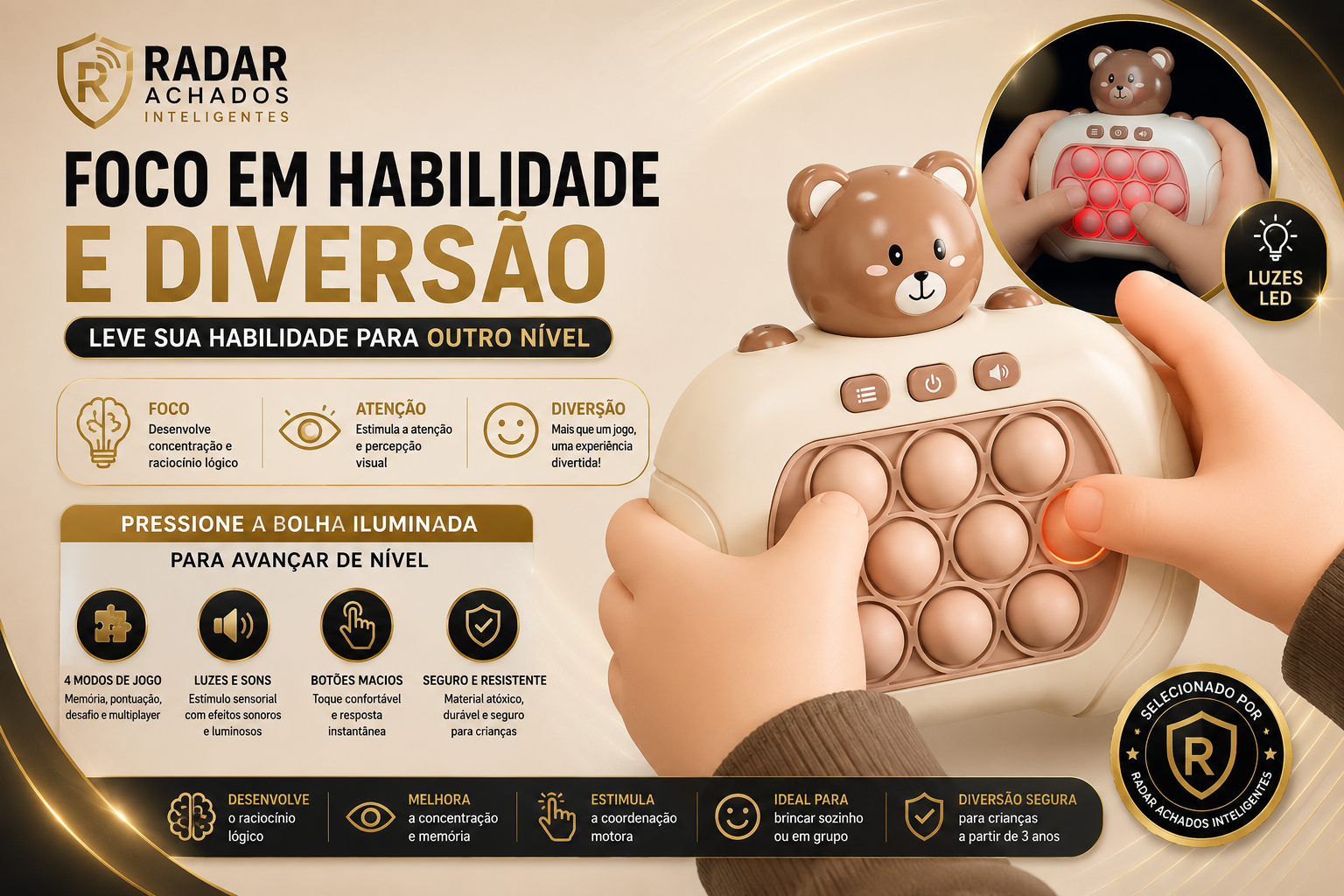 Pop It Elétrico em Detalhes de Acabamento