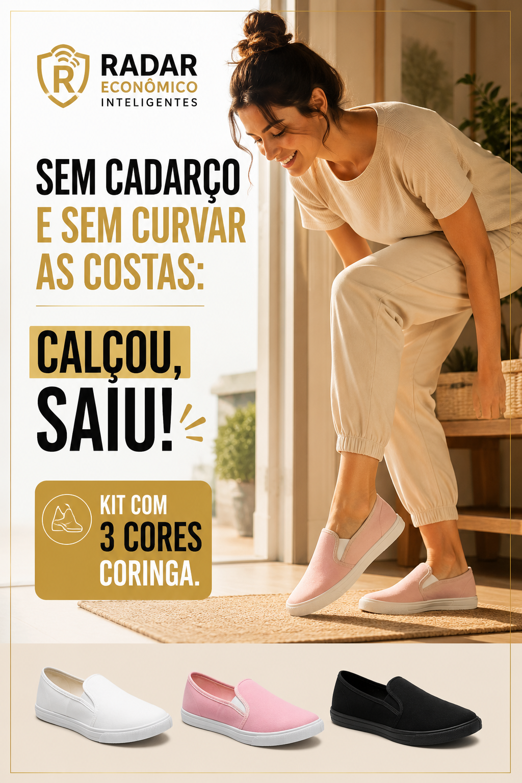 Kit 3 Pares de Tênis Femininos Cores Variadas