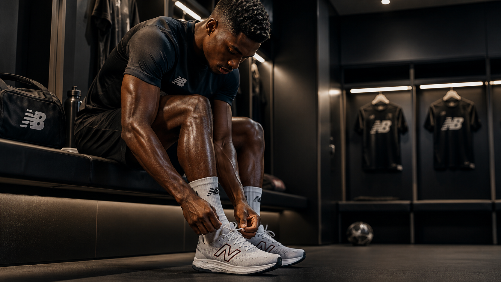 Tênis New Balance de alta performance e conforto sobre fundo neutro